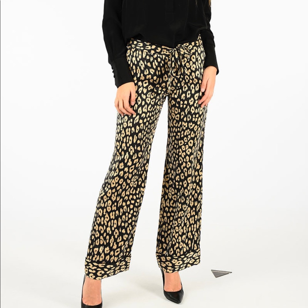 EQUIPMENT KATE MOSS SILK LEOPARD SKIN PANTS